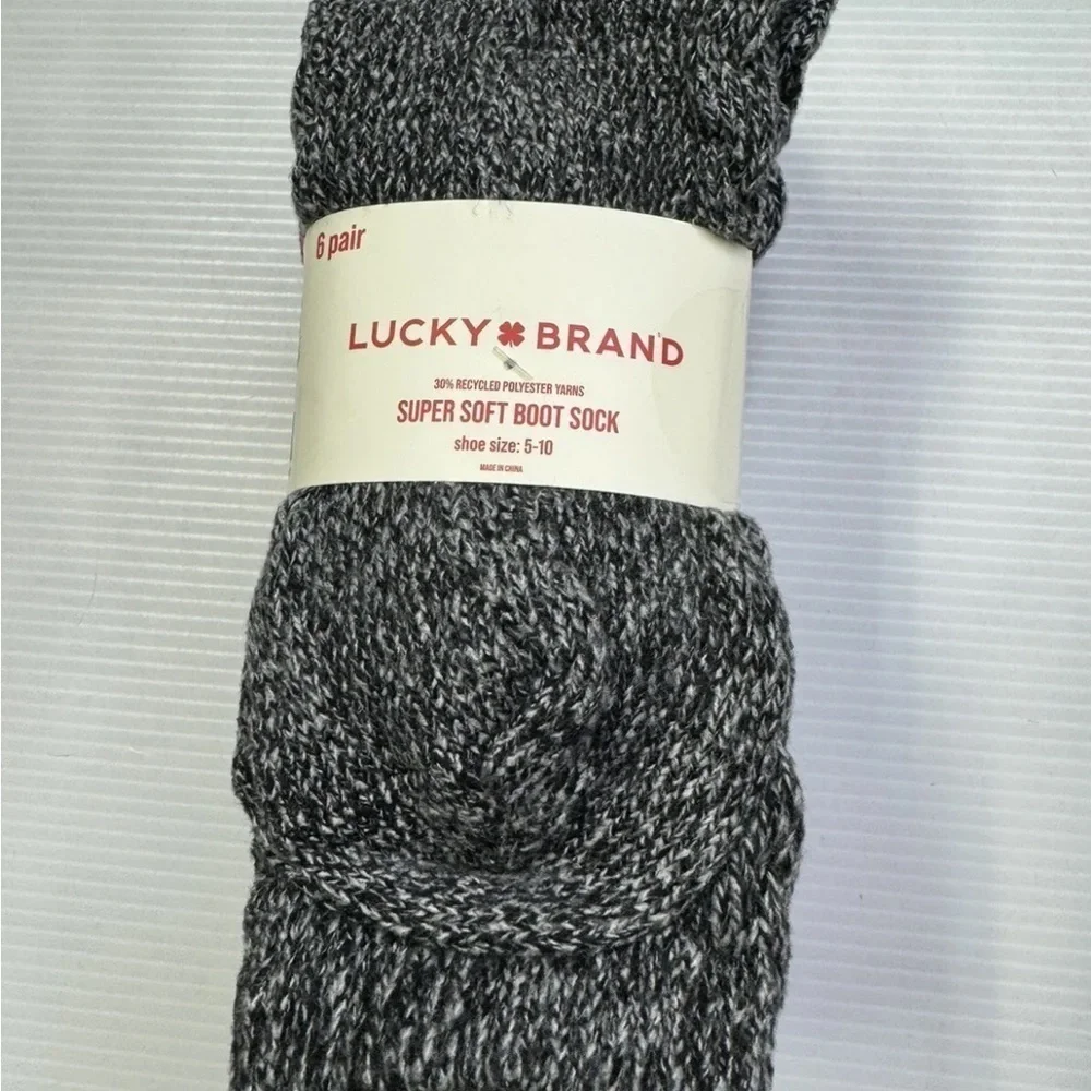 Lucky Brand Womens Pack of 6 Super Soft Boot Socks Size 5-10 Multi-Color